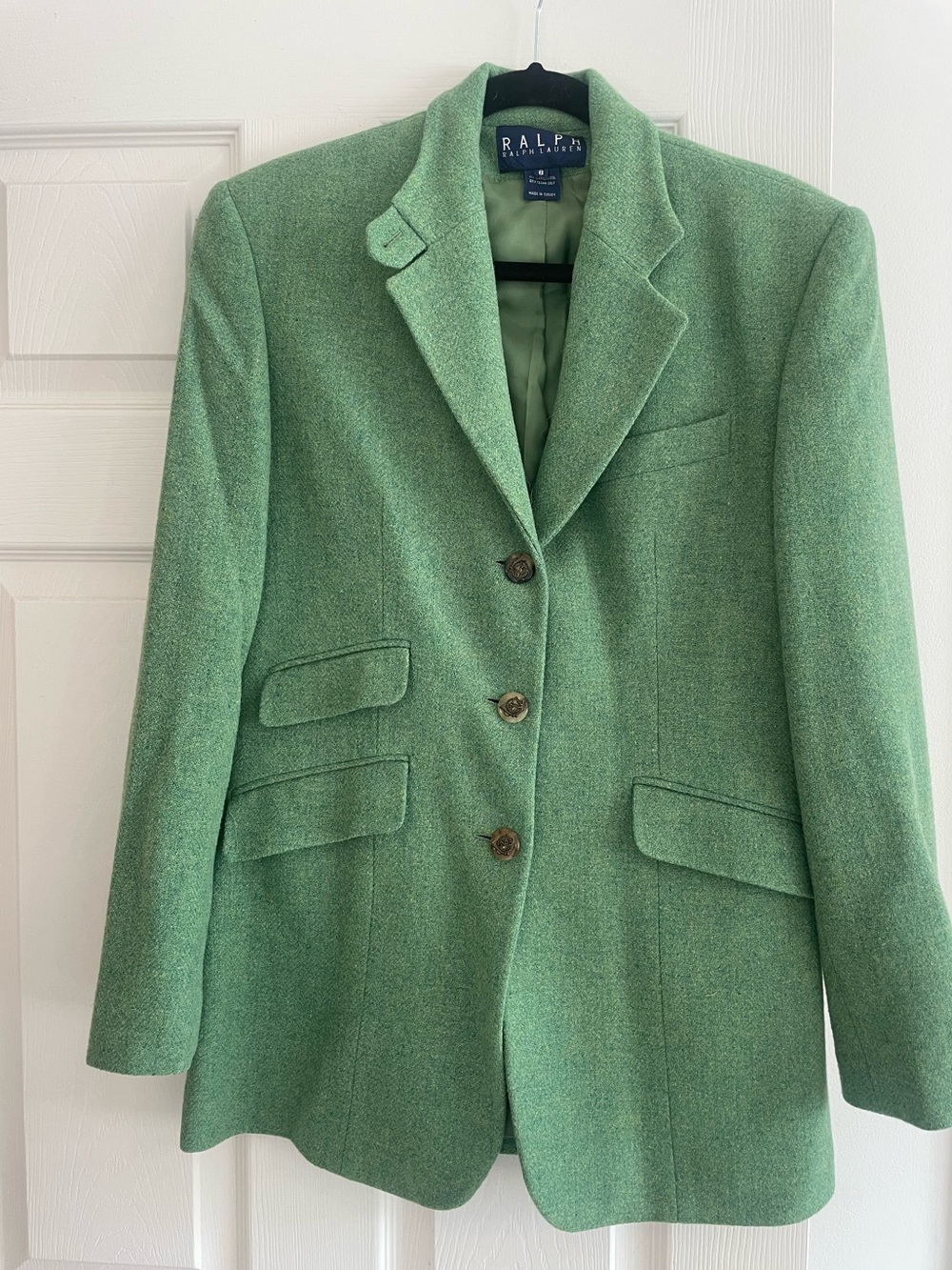 Ralph Lauren Green Wool-Blend Tailored Blazer